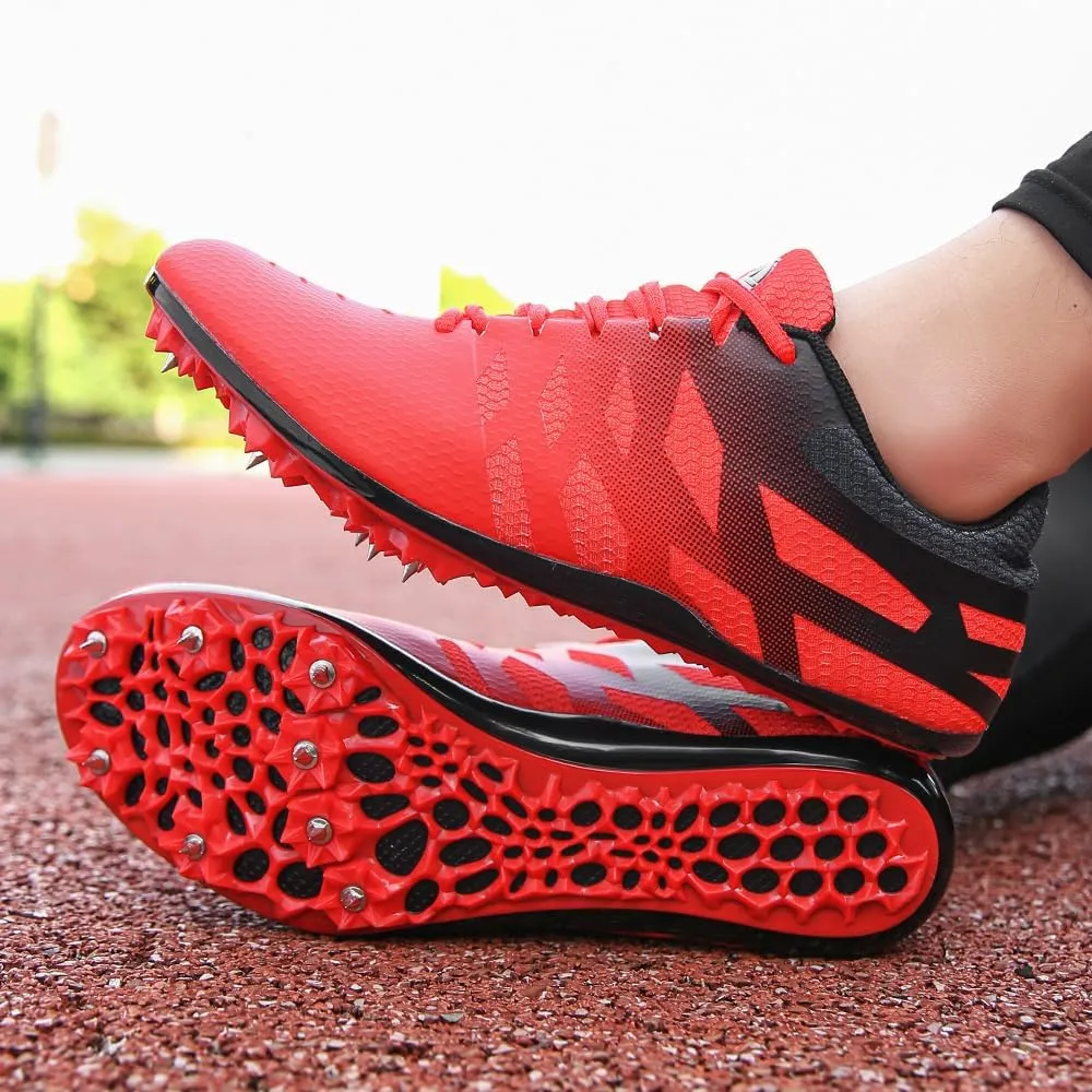THESTRON Men Women Kids Track and Field Shoes Professional 8 Spikes Running Racing Sneakers Breathable Lightweight Sprinting Shoes