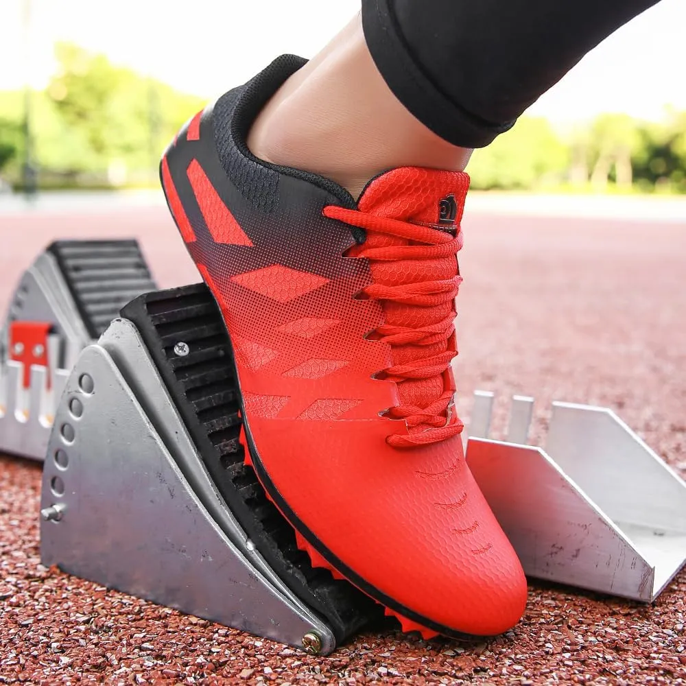 THESTRON Men Women Kids Track and Field Shoes Professional 8 Spikes Running Racing Sneakers Breathable Lightweight Sprinting Shoes