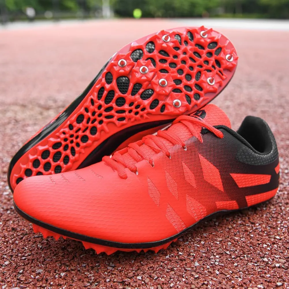 THESTRON Men Women Kids Track and Field Shoes Professional 8 Spikes Running Racing Sneakers Breathable Lightweight Sprinting Shoes