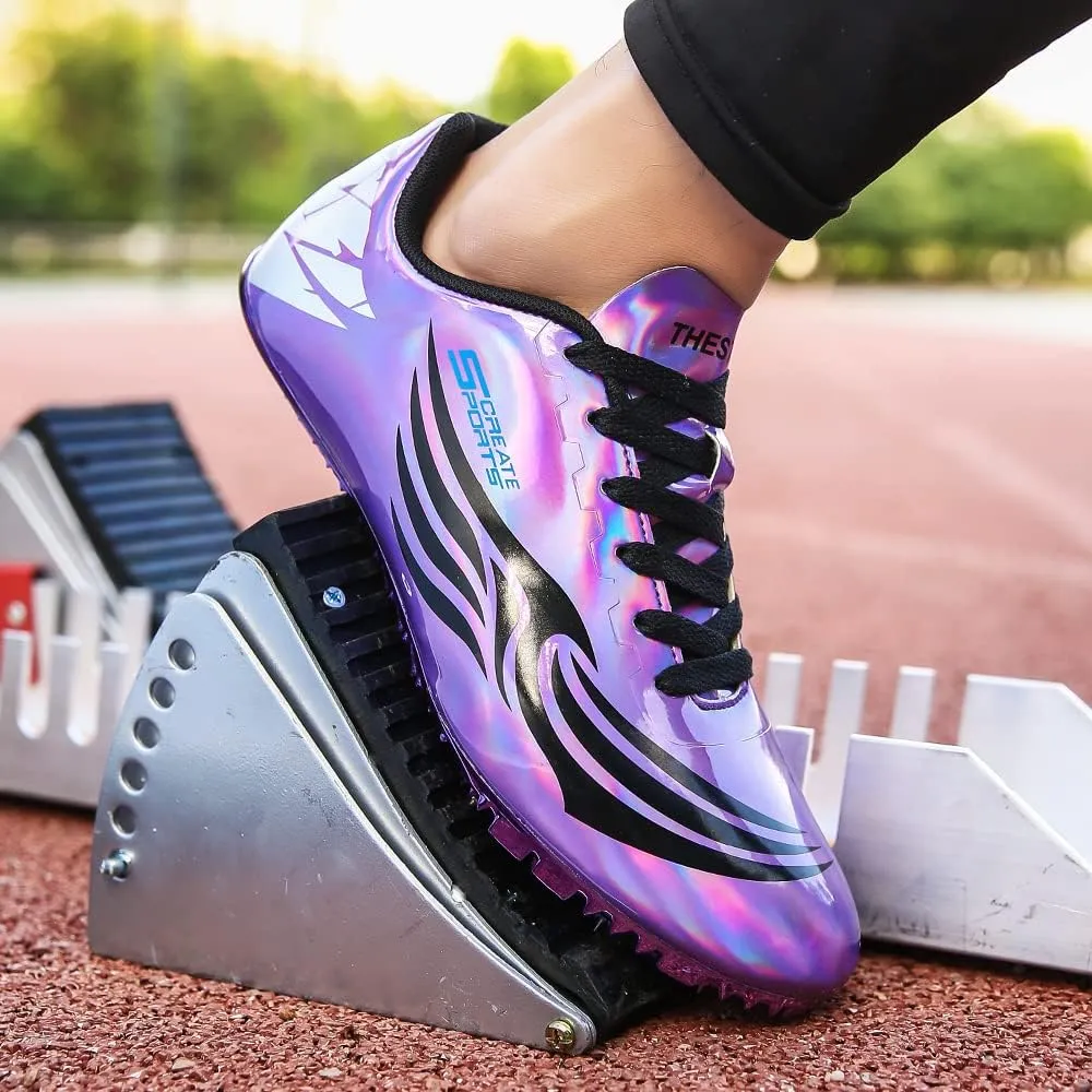 THESTRON Unisex Track Spikes Running Sprint Shoes Track & Field Shoes for Men Women Kids Cool Racing Running Sneakers