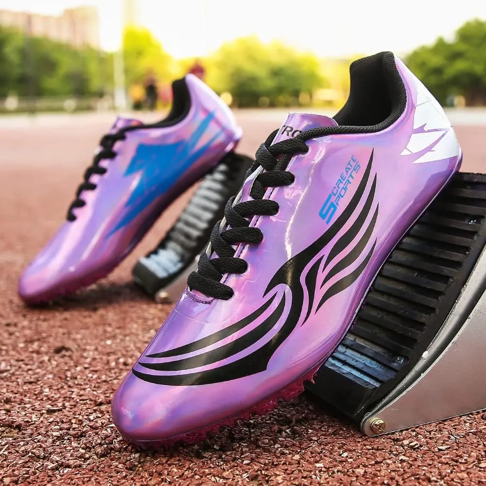 THESTRON Unisex Track Spikes Running Sprint Shoes Track & Field Shoes for Men Women Kids Cool Racing Running Sneakers
