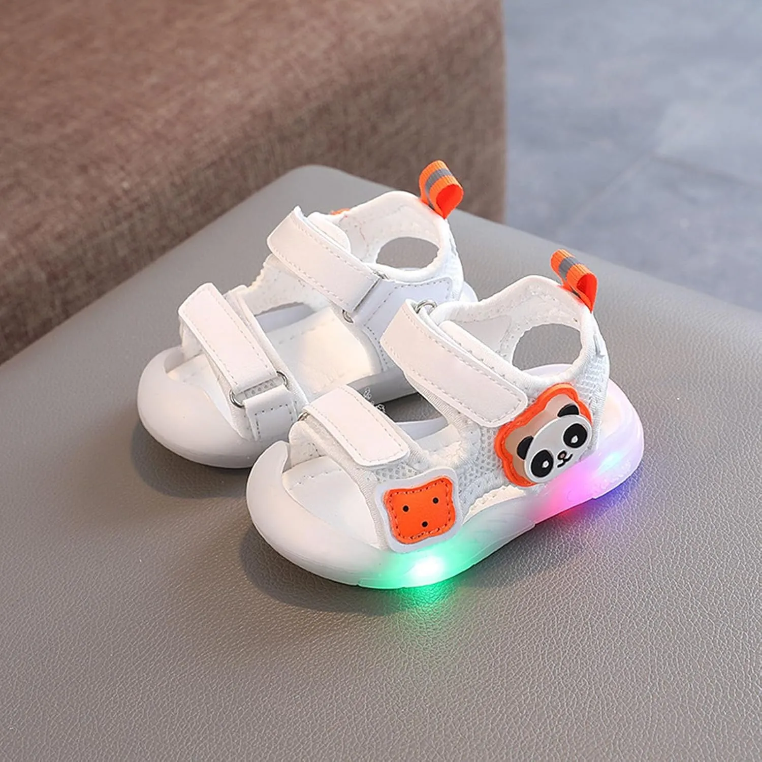 Toddler Boys LED Light Up Sandals Casual Lightweight Breathable Open Toe Anti Slip Adjustable Beach Pool Play Shoes