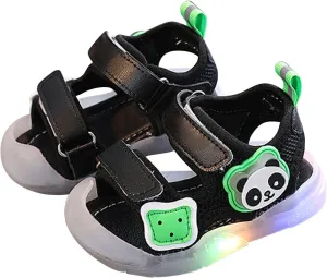 Toddler Boys LED Light Up Sandals Casual Lightweight Breathable Open Toe Anti Slip Adjustable Beach Pool Play Shoes