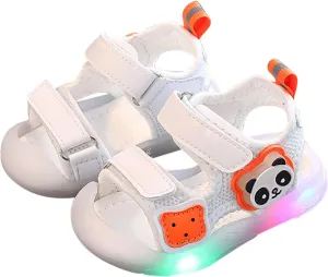 Toddler Boys LED Light Up Sandals Casual Lightweight Breathable Open Toe Anti Slip Adjustable Beach Pool Play Shoes