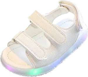 Toddler Girls LED Light Up Sandals, Slip On Non Slip Adjustable Strap Open Toe Beach Water Shoes for 𝙻ittle Kids