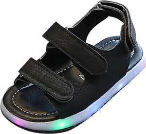 Toddler Girls LED Light Up Sandals, Slip On Non Slip Adjustable Strap Open Toe Beach Water Shoes for 𝙻ittle Kids