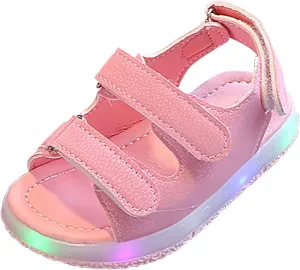 Toddler Girls LED Light Up Sandals, Slip On Non Slip Adjustable Strap Open Toe Beach Water Shoes for 𝙻ittle Kids