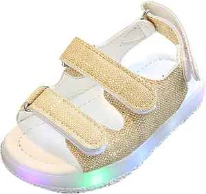 Toddler Girls LED Light Up Sandals, Slip On Non Slip Adjustable Strap Open Toe Beach Water Shoes for 𝙻ittle Kids