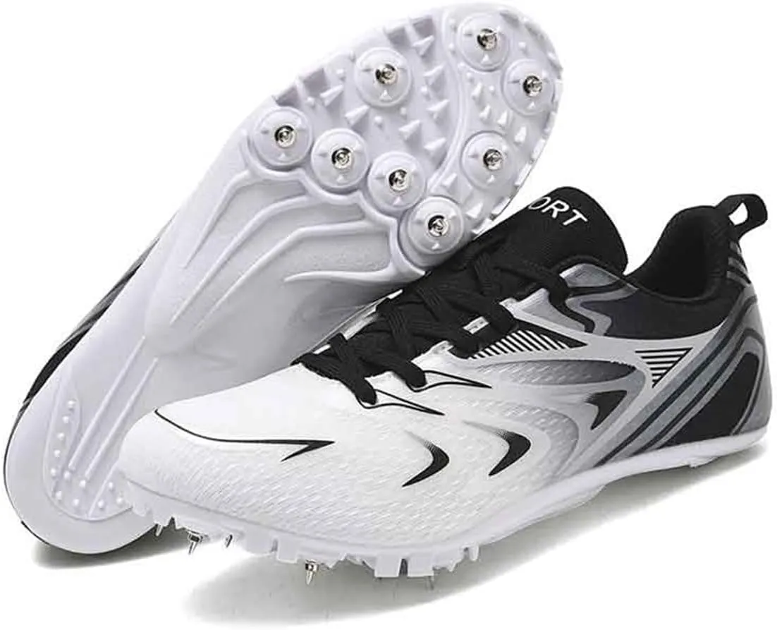 Track and Field Spikes Shoes, Professional Distance Running Sprint Sneakers Breathable Jumping Athletic Shoes for Mens Womens