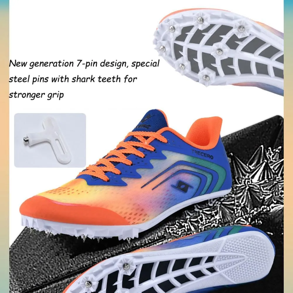 Track Spikes Running Shoes Mens Womens Mesh Track and Field Athletics Sneakers Jumping Nail Shoes Boys Girls Training Sprint Racing Track Shoes with 7 Spikes,for Training and Competition,35-45 EU