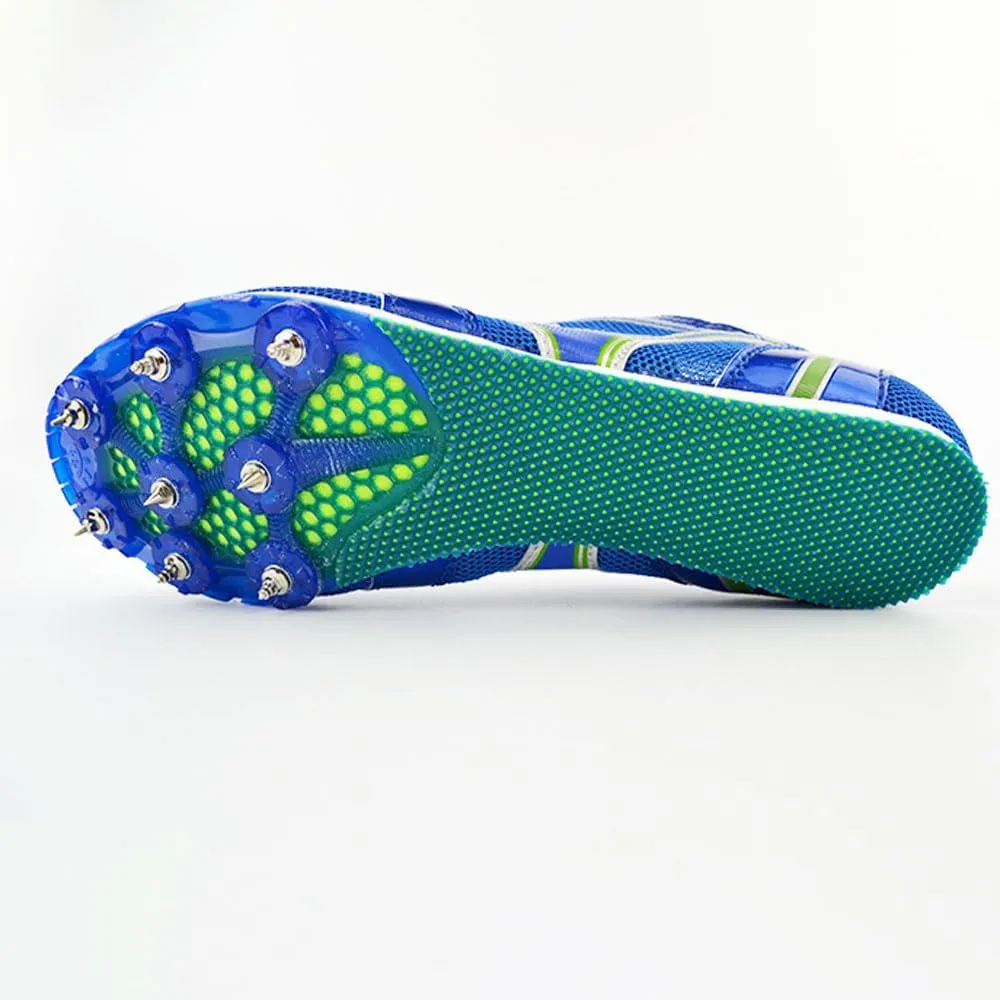 Track Spikes Shoes Mens Womens 7 Spikes Mesh Track and Field Athletics Sport Nail Sneakers Boys Girls Breathable Professional Training Sprint Running Racing Shoes with Spikes,35-45 EU Blue