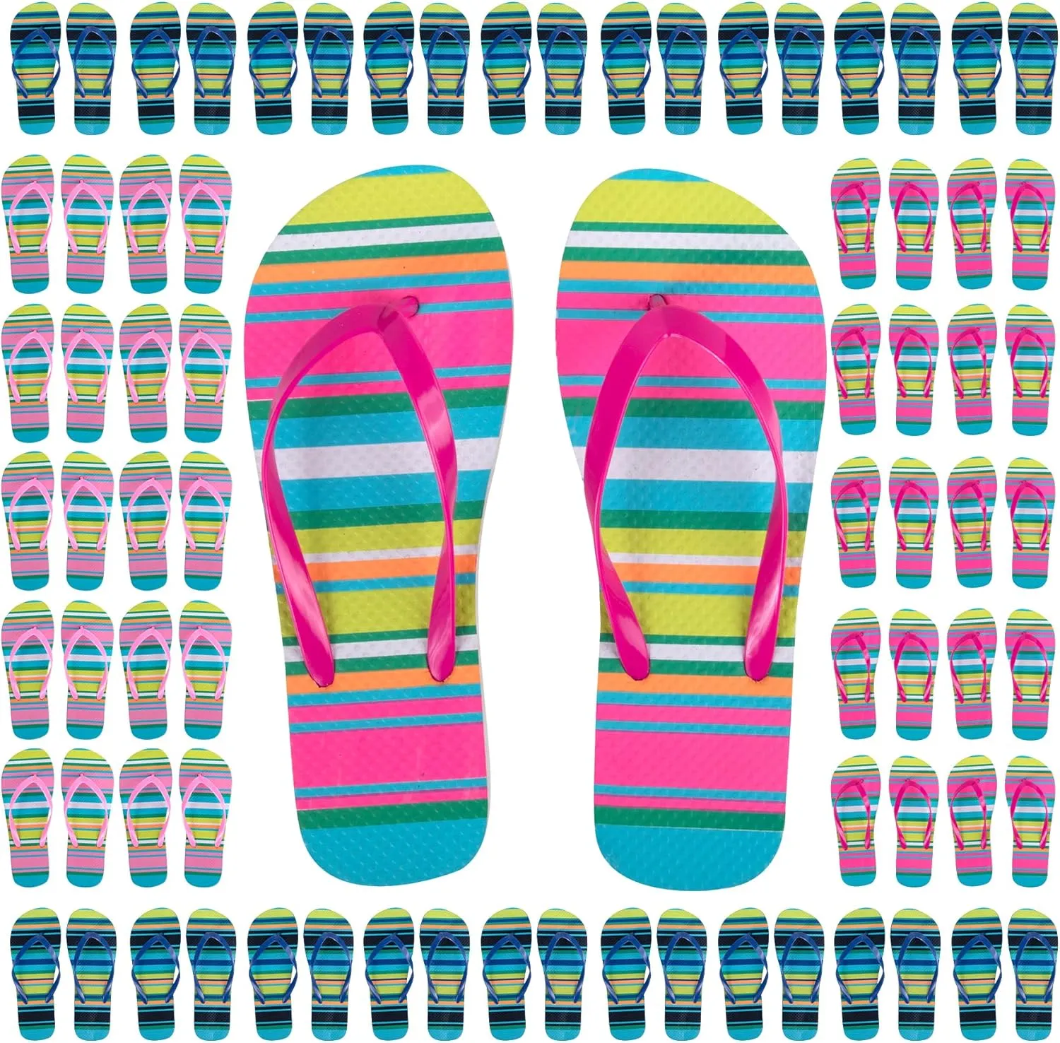Trail maker 50 Pairs Bulk Flip Flops for Women Wedding Guests, Bnb Guests, Hotels, Pedicure Parties, and Charity Donation