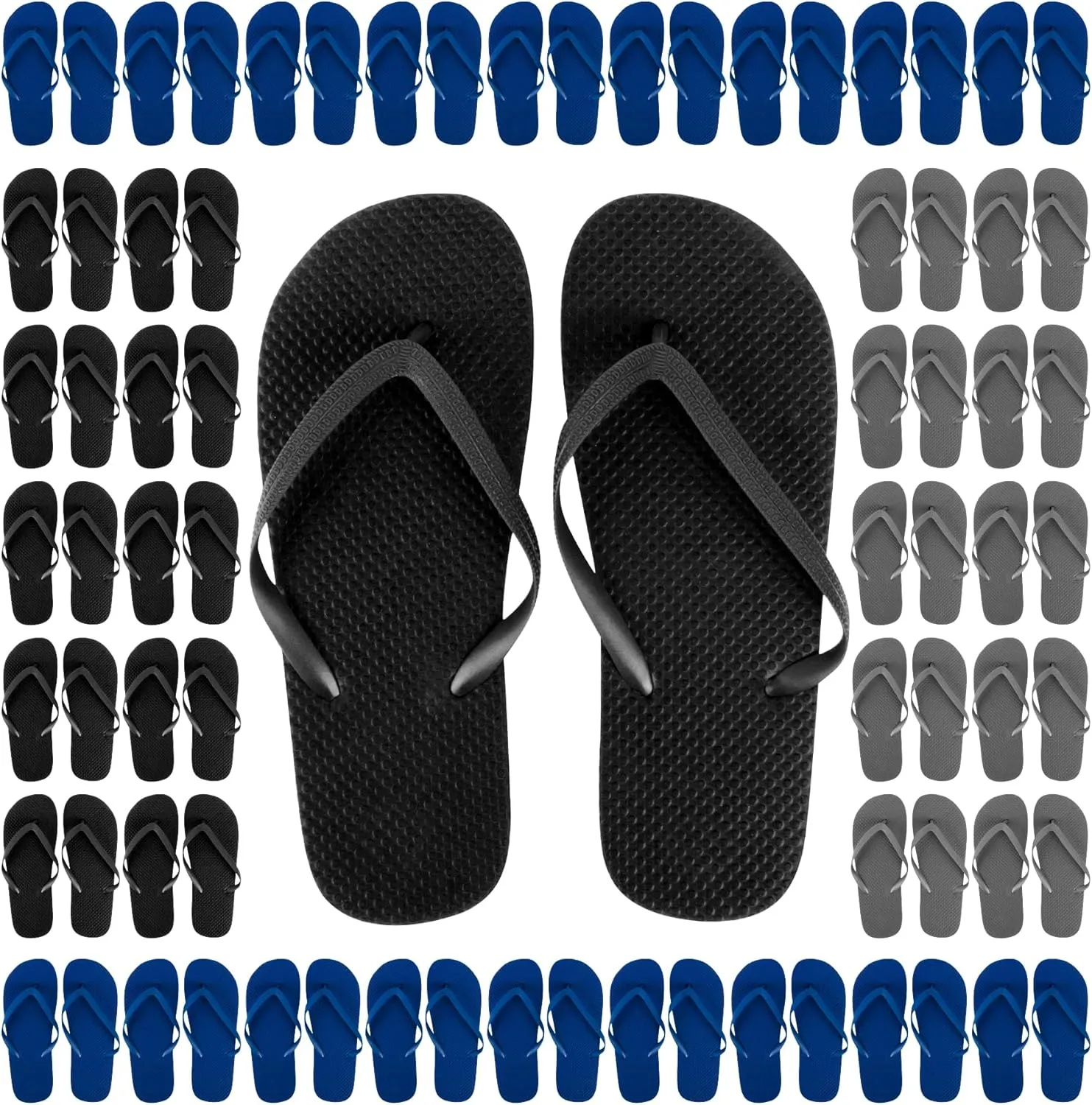 Trail maker 50 Pairs Bulk Wedding Flip Flops for Men Waterproof Wholesale Flip Flops for Men in Bulk for Wedding Guests, Bnb Guests, Hotels, and Charity Donation