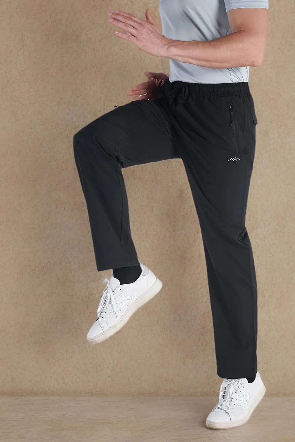 TRAILSIDE SUPPLY CO. Mens Lightweight Track Pants,Stretchy Pants with Zipper Pockets