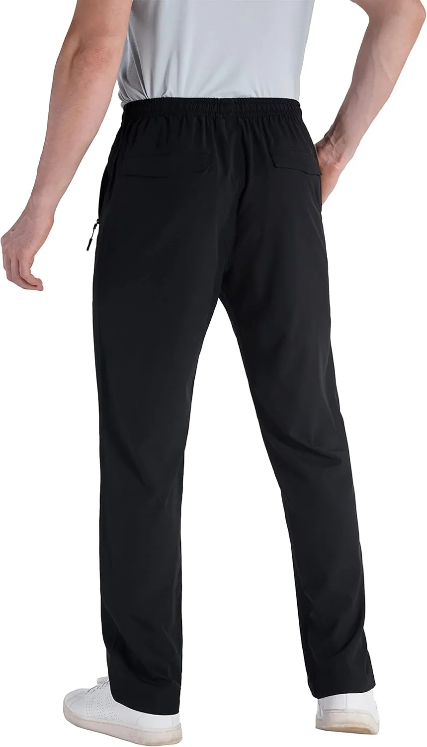 TRAILSIDE SUPPLY CO. Mens Lightweight Track Pants,Stretchy Pants with Zipper Pockets