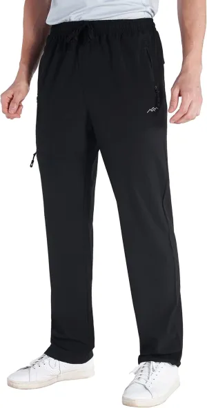 TRAILSIDE SUPPLY CO. Mens Lightweight Track Pants,Stretchy Pants with Zipper Pockets