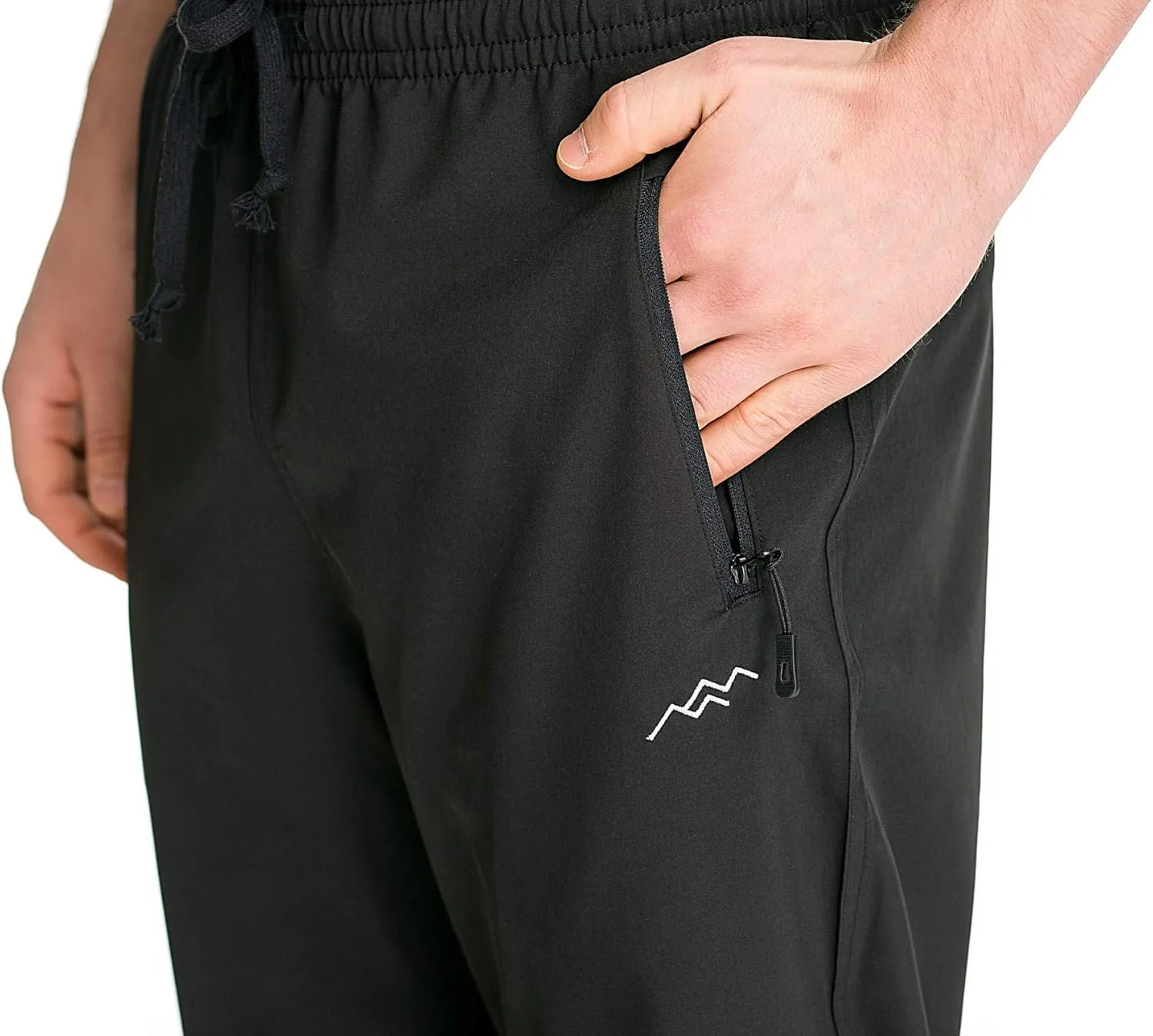 TRAILSIDE SUPPLY CO. Mens Lightweight Track Pants,Stretchy Pants with Zipper Pockets,Loose Fit