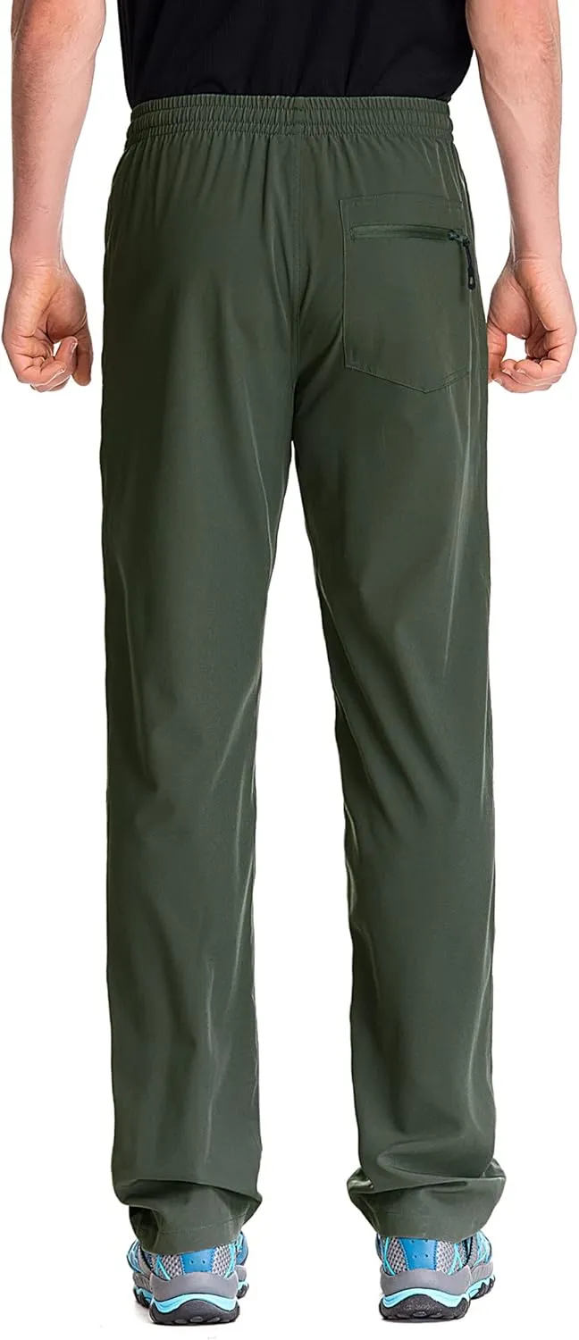 TRAILSIDE SUPPLY CO. Mens Lightweight Track Pants,Stretchy Pants with Zipper Pockets,Loose Fit