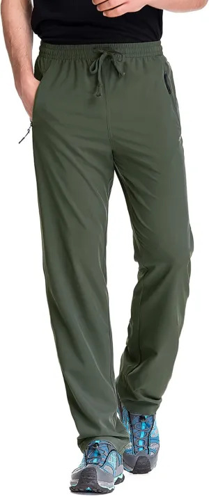 TRAILSIDE SUPPLY CO. Mens Lightweight Track Pants,Stretchy Pants with Zipper Pockets,Loose Fit