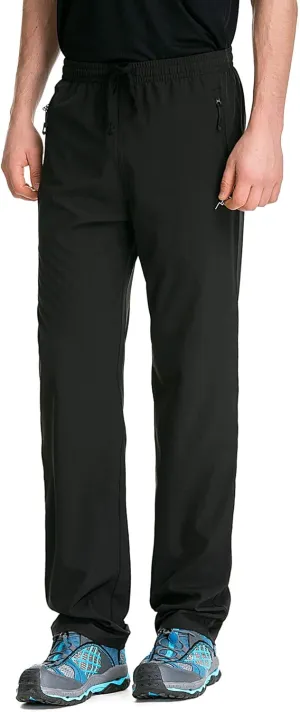 TRAILSIDE SUPPLY CO. Mens Lightweight Track Pants,Stretchy Pants with Zipper Pockets,Loose Fit