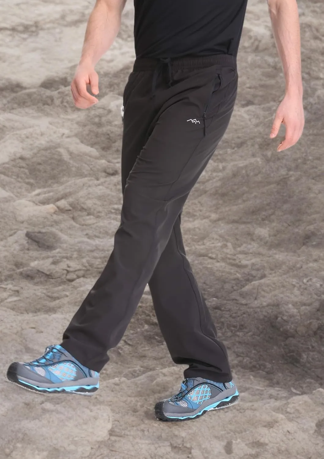 TRAILSIDE SUPPLY CO. Mens Lightweight Track Pants,Stretchy Pants with Zipper Pockets,Loose Fit