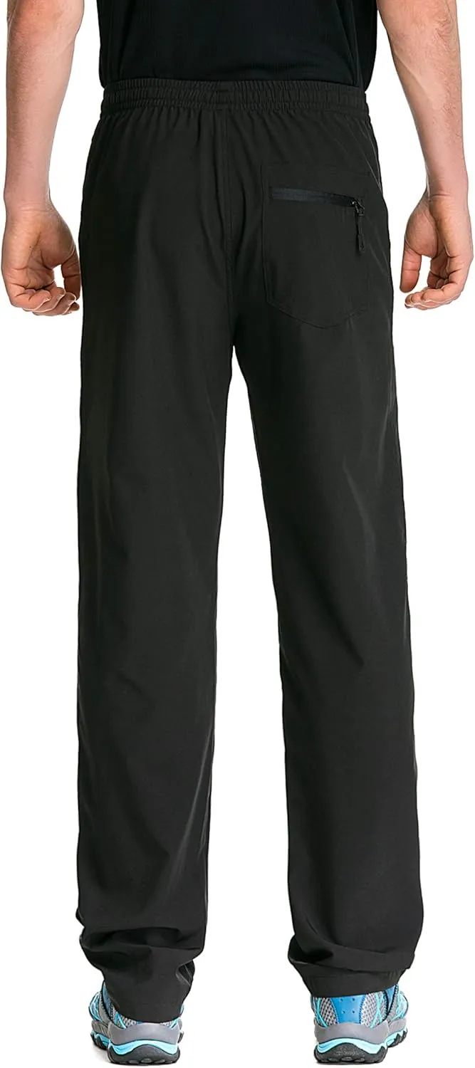 TRAILSIDE SUPPLY CO. Mens Lightweight Track Pants,Stretchy Pants with Zipper Pockets,Loose Fit