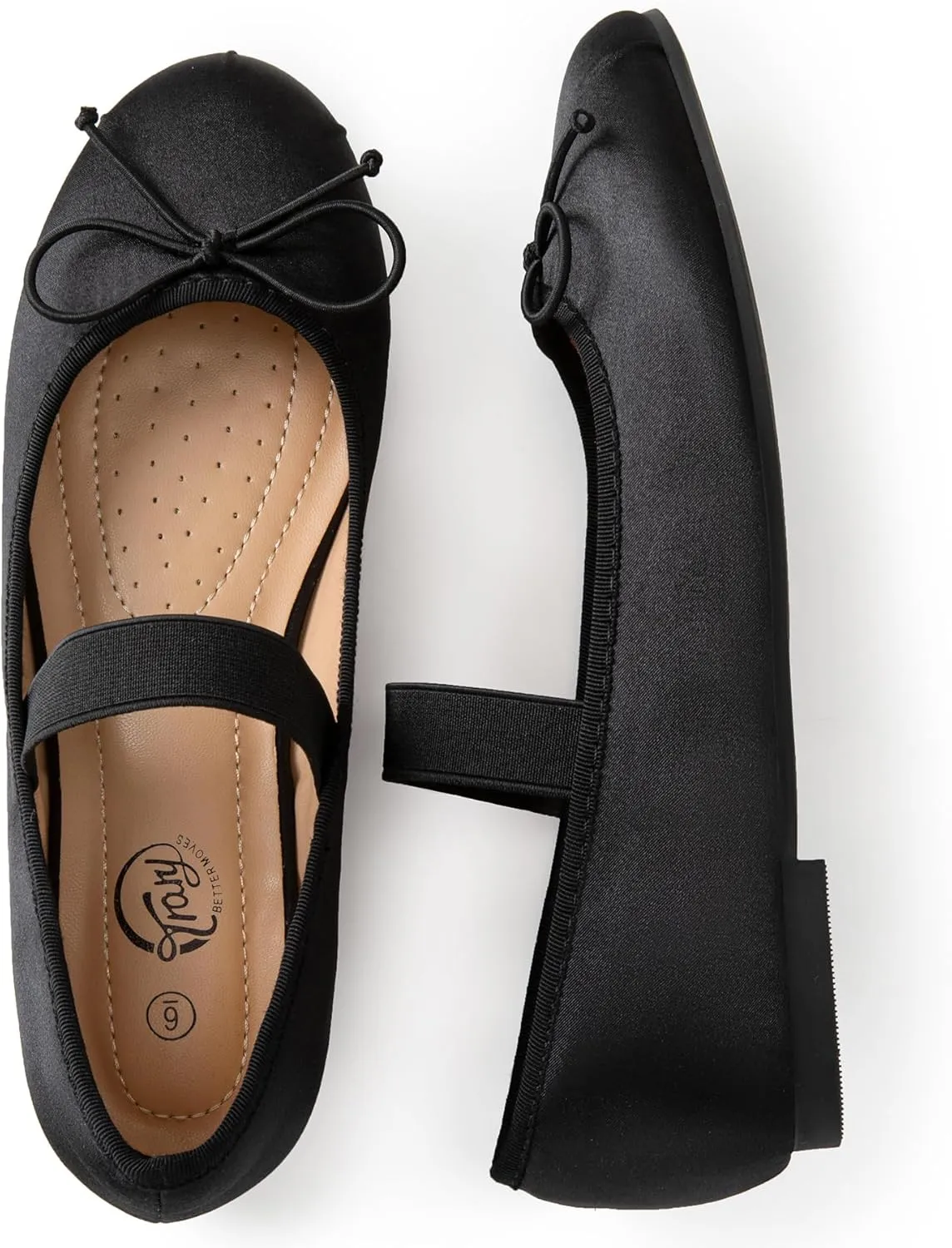 Trary Ballet Flats for Women, Mary Jane Shoes Women, Women's Flats, Round Toe Flats Shoes Women, Comfortable Flats Shoes for Women, Cute Bowknot Dress Shoes, Elastic Straps Mary Janes for Women