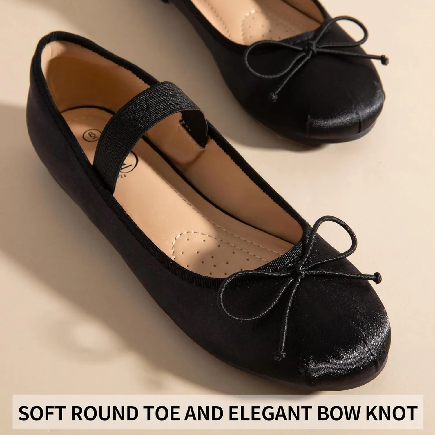 Trary Ballet Flats for Women, Mary Jane Shoes Women, Women's Flats, Round Toe Flats Shoes Women, Comfortable Flats Shoes for Women, Cute Bowknot Dress Shoes, Elastic Straps Mary Janes for Women