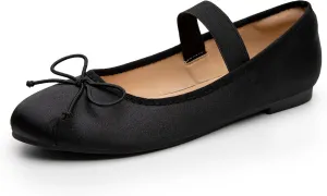 Trary Ballet Flats for Women, Mary Jane Shoes Women, Women's Flats, Round Toe Flats Shoes Women, Comfortable Flats Shoes for Women, Cute Bowknot Dress Shoes, Elastic Straps Mary Janes for Women