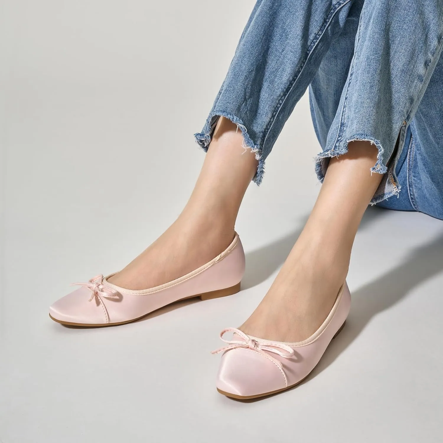 Trary Flat Shoes Women Pointed Toe Flats for Women Two-Tone Cap Toe Ballet Flats Shoes Comfortable Dressy Casual Slip-on Work Daily Soft Flat Shoes