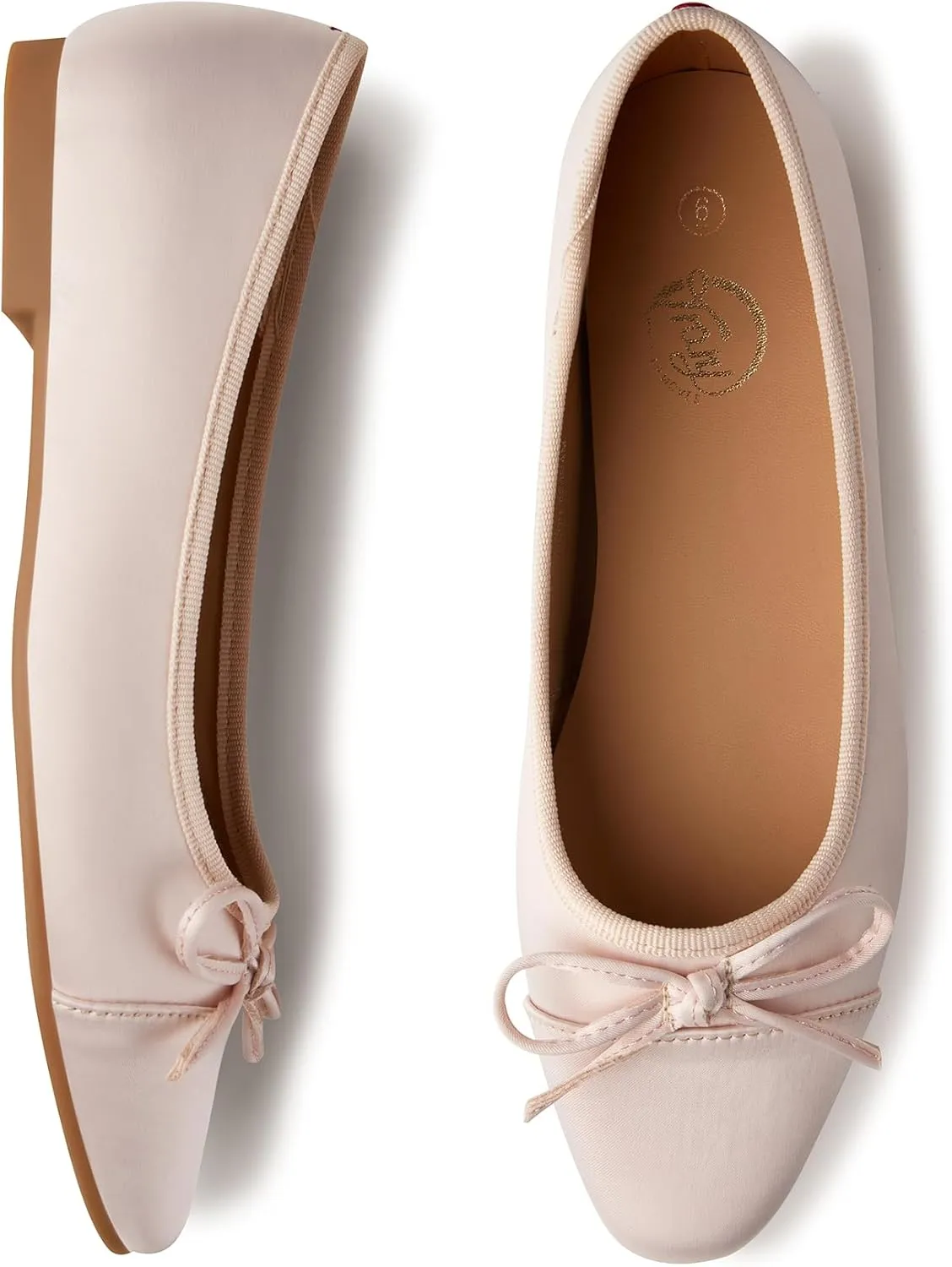 Trary Flat Shoes Women Pointed Toe Flats for Women Two-Tone Cap Toe Ballet Flats Shoes Comfortable Dressy Casual Slip-on Work Daily Soft Flat Shoes