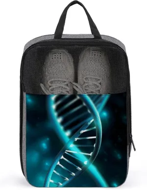 Travel Shoe Bags,Science Gene Strand Printed Shoe Bag,Water Proofing Portable Organizer Storage Shoe Pouch Holds,with Sturdy Zipper Cruise Ship Essentials