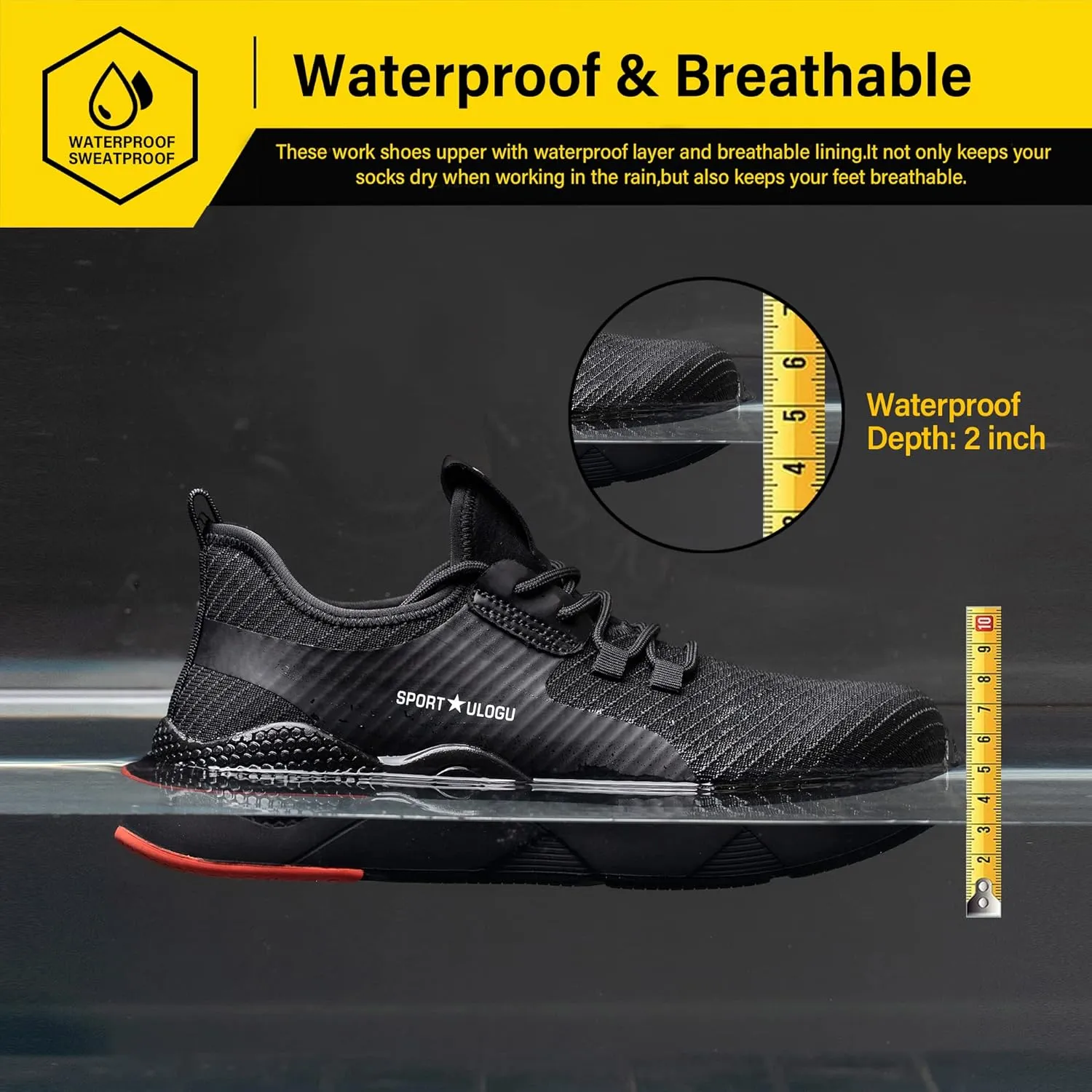 ulogu Waterproof Steel Toe Shoes for Men Women Lightweight Comfortable Puncture Proof Safety Work Sneakers Construction & Industrial