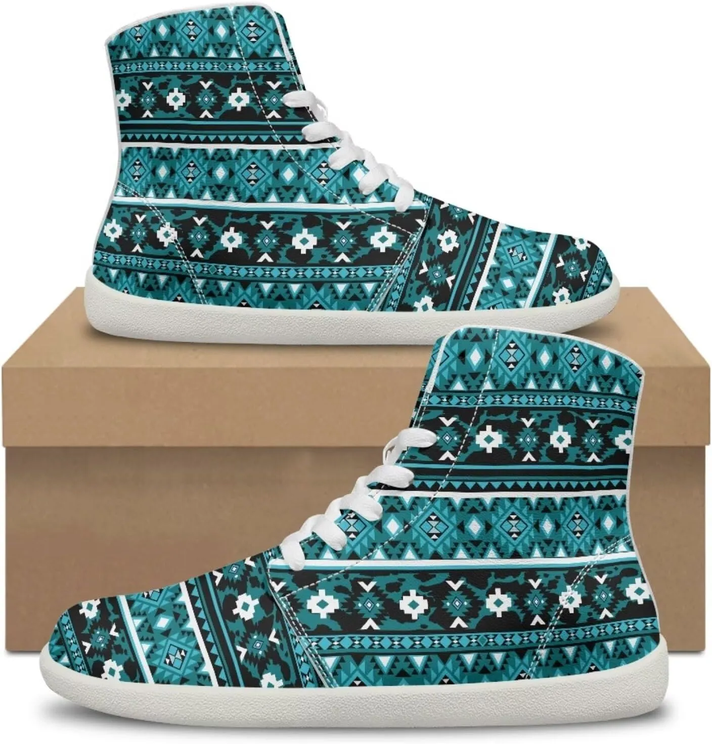 Unisex Mens PU Leather High Top Shoes Non Slip Lace Up Athletic Running Platform Sneakers for Women