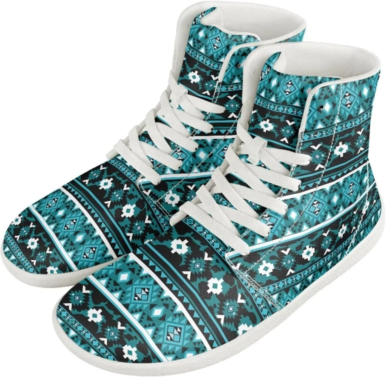 Unisex Mens PU Leather High Top Shoes Non Slip Lace Up Athletic Running Platform Sneakers for Women