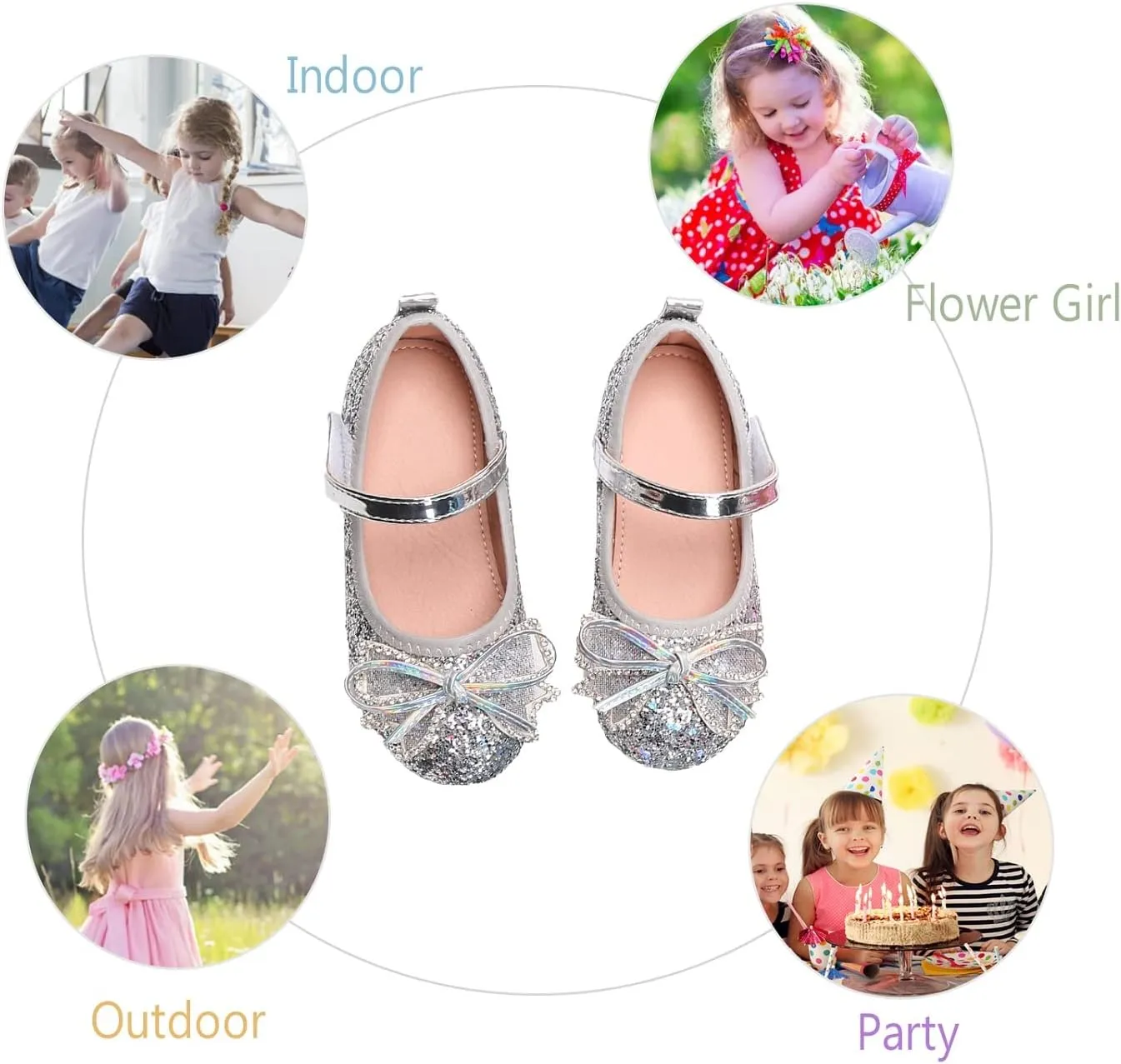 Unybwonn Sparkle Shoes Ballet Flats for Girls Leather Princess Party Girls Shoes Soft and Wear-Resistant for Wedding Flower Girl