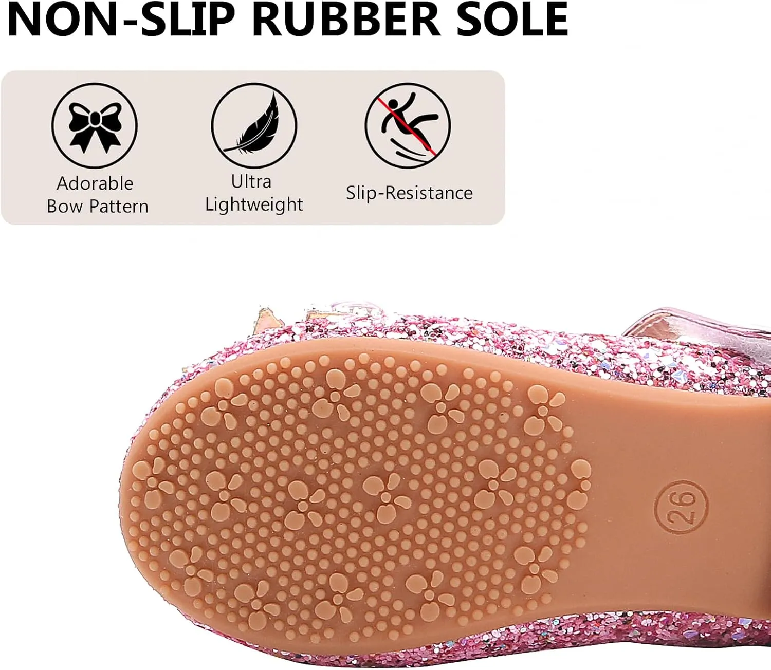 Unybwonn Sparkle Shoes Ballet Flats for Girls Leather Princess Party Girls Shoes Soft and Wear-Resistant for Wedding Flower Girl