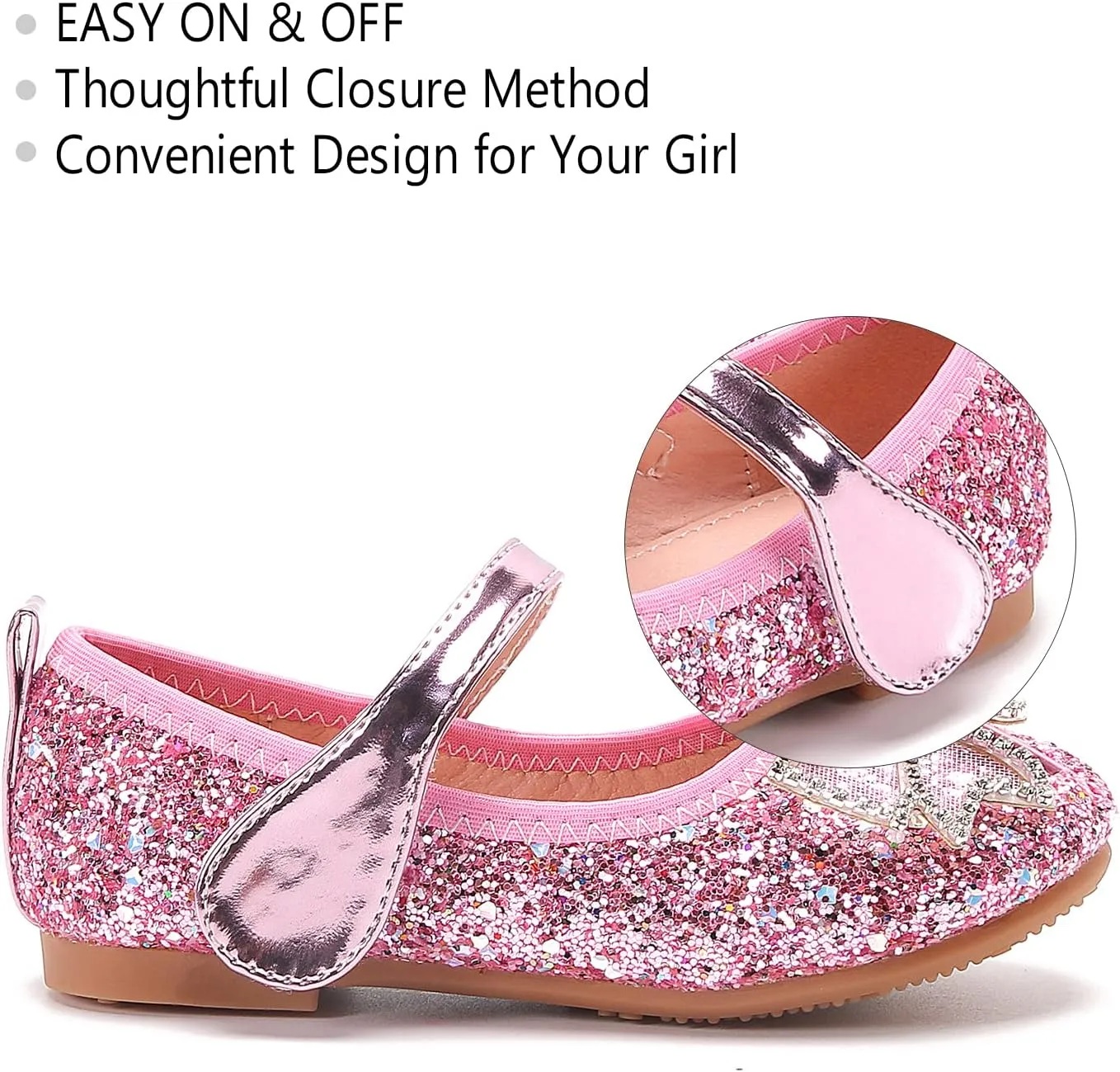 Unybwonn Sparkle Shoes Ballet Flats for Girls Leather Princess Party Girls Shoes Soft and Wear-Resistant for Wedding Flower Girl