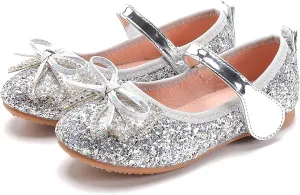 Unybwonn Sparkle Shoes Ballet Flats for Girls Leather Princess Party Girls Shoes Soft and Wear-Resistant for Wedding Flower Girl