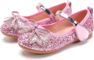 Unybwonn Sparkle Shoes Ballet Flats for Girls Leather Princess Party Girls Shoes Soft and Wear-Resistant for Wedding Flower Girl