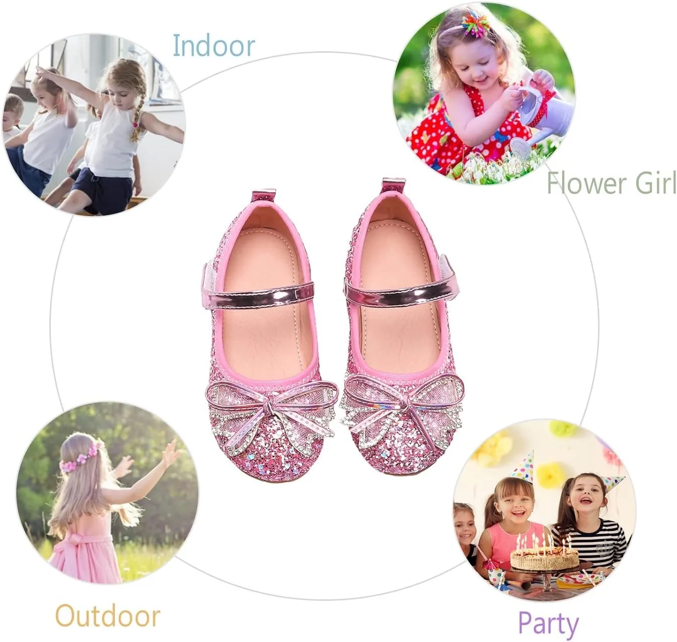 Unybwonn Sparkle Shoes Ballet Flats for Girls Leather Princess Party Girls Shoes Soft and Wear-Resistant for Wedding Flower Girl