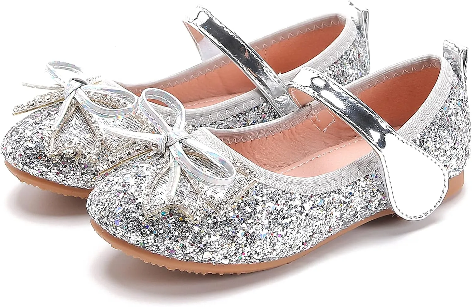 Unybwonn Sparkle Shoes Ballet Flats for Girls Leather Princess Party Girls Shoes Soft and Wear-Resistant for Wedding Flower Girl