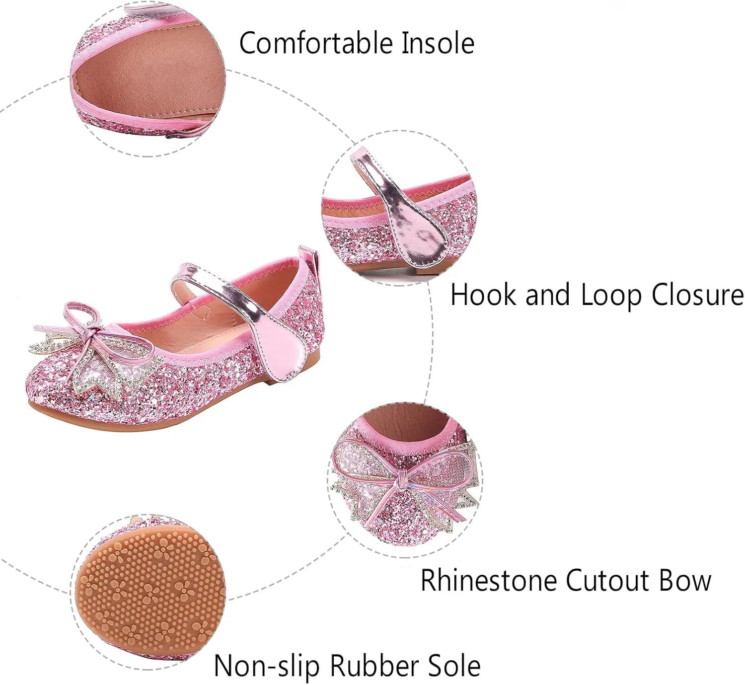 Unybwonn Sparkle Shoes Ballet Flats for Girls Leather Princess Party Girls Shoes Soft and Wear-Resistant for Wedding Flower Girl