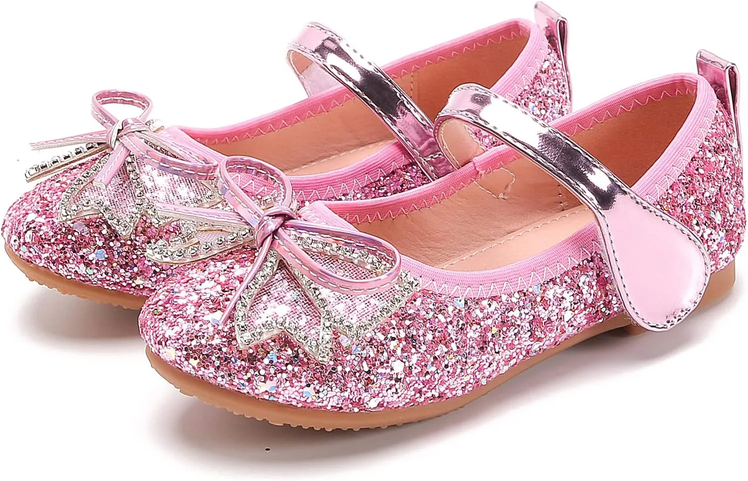 Unybwonn Sparkle Shoes Ballet Flats for Girls Leather Princess Party Girls Shoes Soft and Wear-Resistant for Wedding Flower Girl