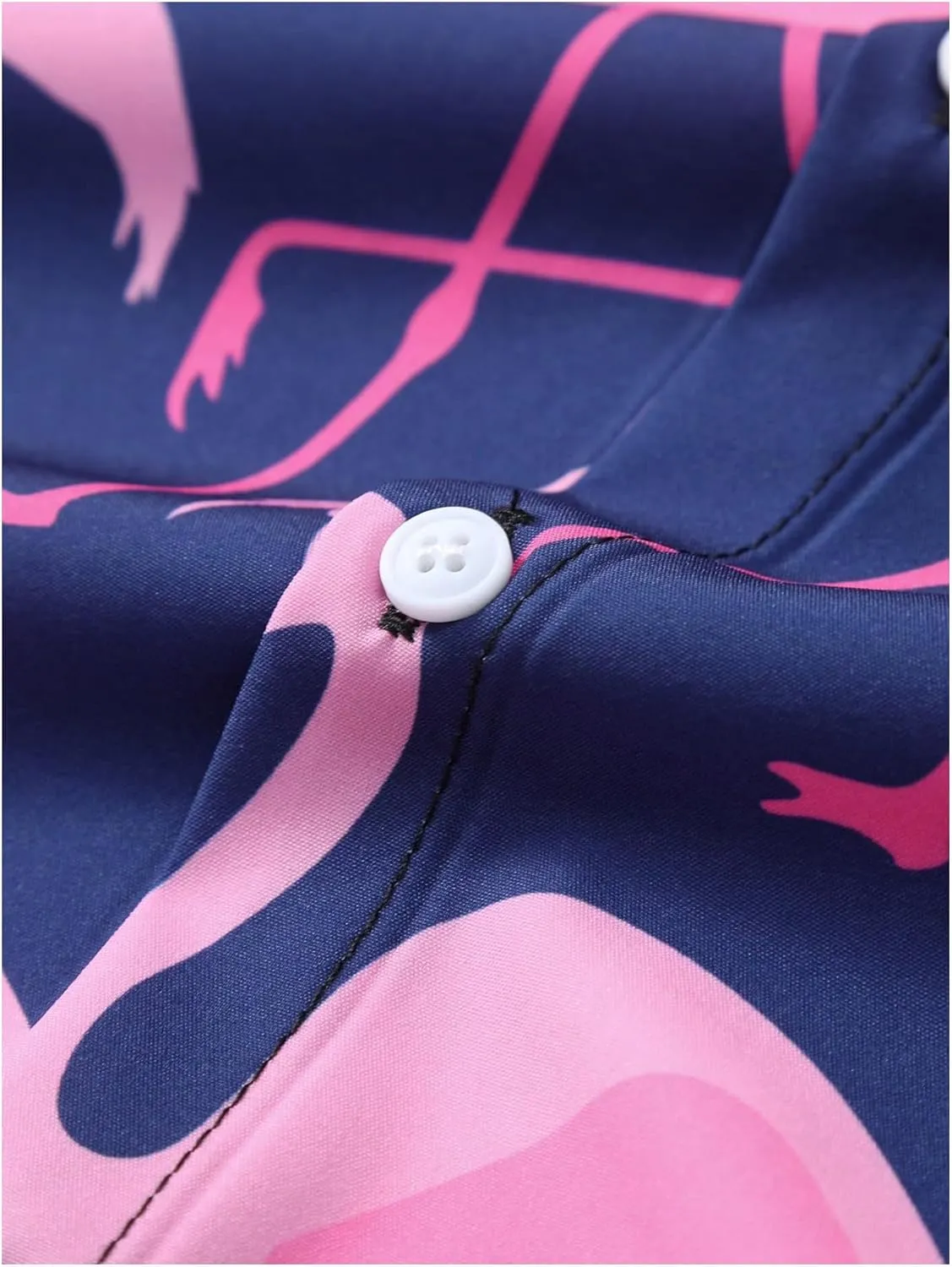 Verdusa Men's 2 Piece Summer Graphic Outfits Flamingo Collared Button Down Shirts and Track Shorts with Pockets