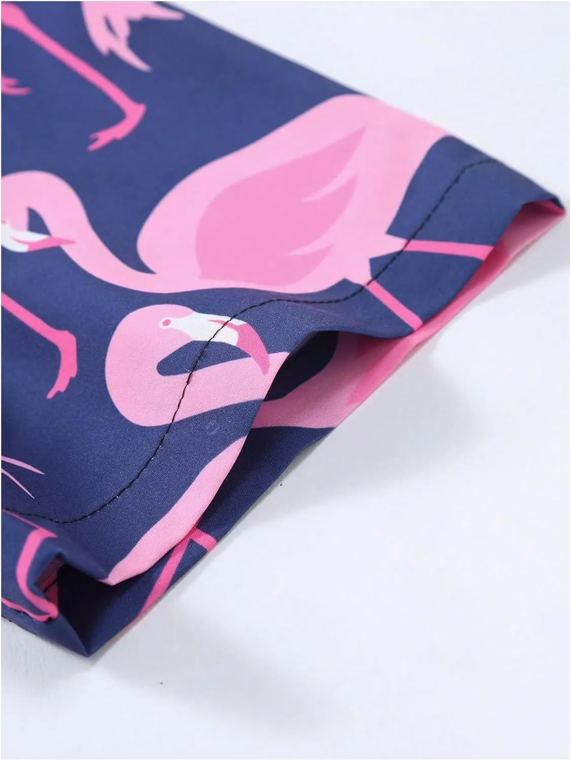 Verdusa Men's 2 Piece Summer Graphic Outfits Flamingo Collared Button Down Shirts and Track Shorts with Pockets