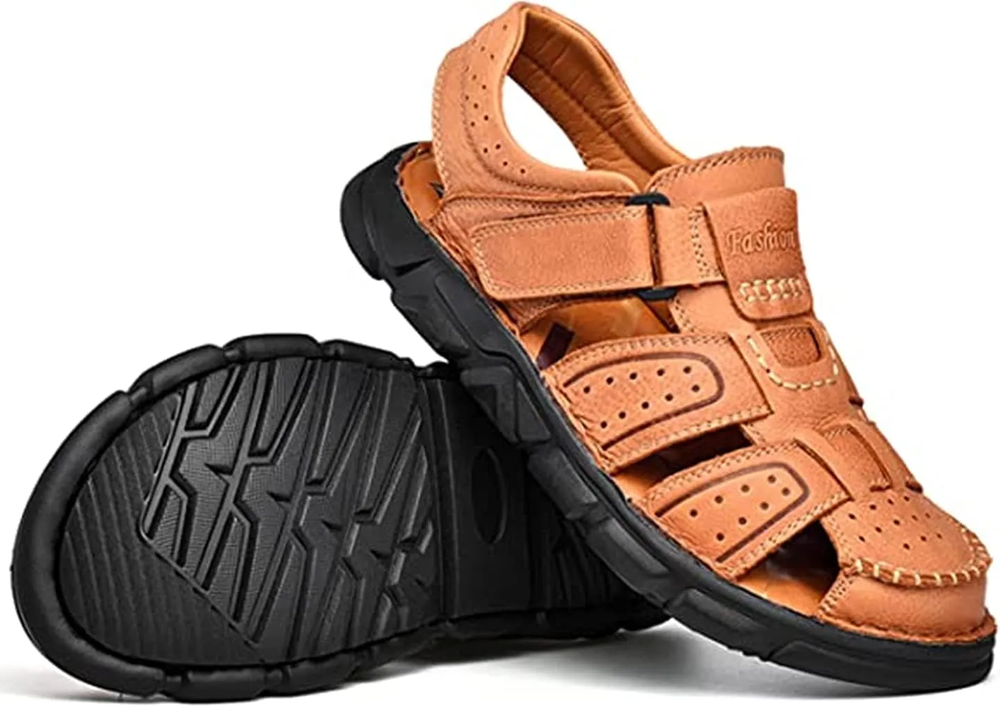 Veslexth Men's Outdoor Hiking Sandals, Sport Closed Toe Sandal Anti-Slip Athletic Trail Walking for Travel Water Beach Boat Fishing Adventure Lightweight Summer Shoes Waterproof Fisherman Trekking