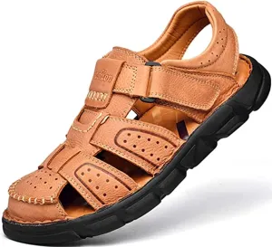 Veslexth Men's Outdoor Hiking Sandals, Sport Closed Toe Sandal Anti-Slip Athletic Trail Walking for Travel Water Beach Boat Fishing Adventure Lightweight Summer Shoes Waterproof Fisherman Trekking