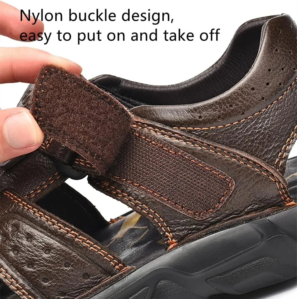 Veslexth Men's Outdoor Hiking Sandals, Sport Closed Toe Sandal Anti-Slip Athletic Trail Walking for Travel Water Beach Boat Fishing Adventure Lightweight Summer Shoes Waterproof Fisherman Trekking