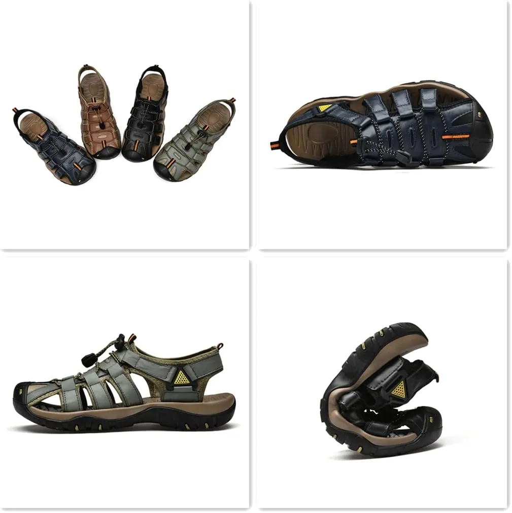 Veslexth Men's Outdoor Hiking Sandals, Sport Closed Toe Sandal Anti-Slip Athletic Trail Walking for Travel Water Beach Boat Fishing Adventure Lightweight Summer Shoes Waterproof Fisherman Trekking